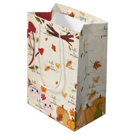 Cute Pumpkin Medium Cadeauzakje (Achterkant Gekanteld)