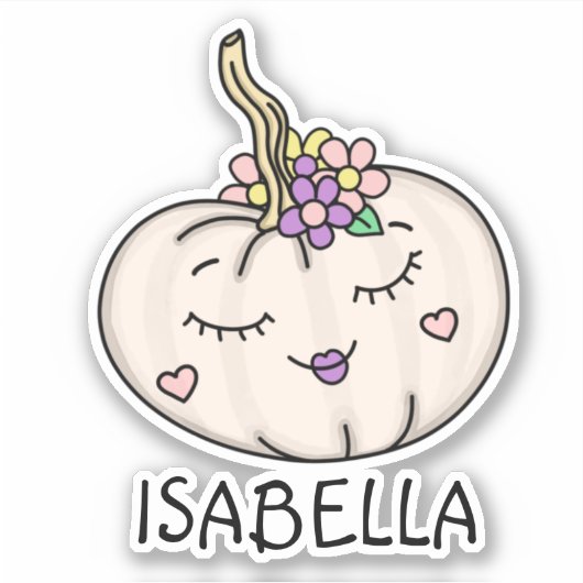 Cute Pumpkin met de naam Personalized Sticker (Voorkant)