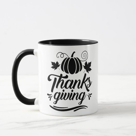 Cute Pumpkin met Text Thanksgiving Typografie Mok (Links)