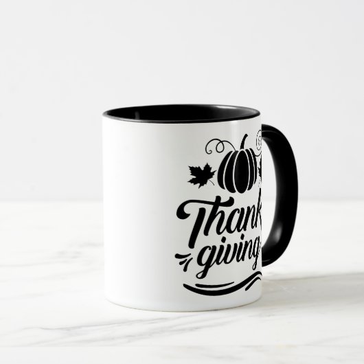 Cute Pumpkin met Text Thanksgiving Typografie Mok (Voorkant rechts)