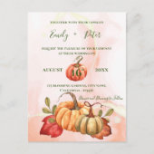 Cute Pumpkin najaar Leaves Monogram Fall Weddensch Briefkaart (Voorkant)