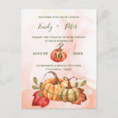 Cute Pumpkin najaar Leaves Monogram Fall Weddensch Uitnodiging Briefkaart (Voorkant)