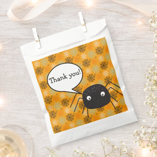 Cute pumpkin oranje Spider & spider web pattereerd Bedankzakje (Geknipt)