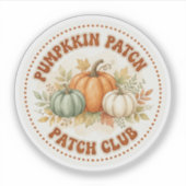 Cute Pumpkin Patch Club Retro Herfst Fall Sticker (Voorkant)