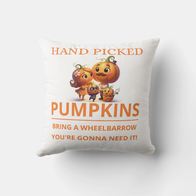 Cute Pumpkin Patch Kids Hand Picked Pumpkins Throw Kussen (Achterkant)
