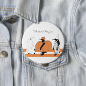 Cute Pumpkin Penguin Funny Halloween Ronde Button 4,0 Cm (In situ)