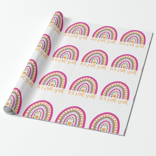 Cute Pumpkin Rainbow Wrapping Paper Cadeaupapier (Uitgerold)