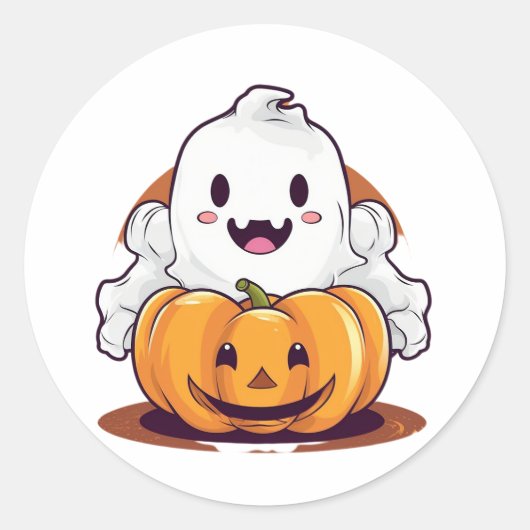 Cute pumpkin ronde sticker (Voorkant)
