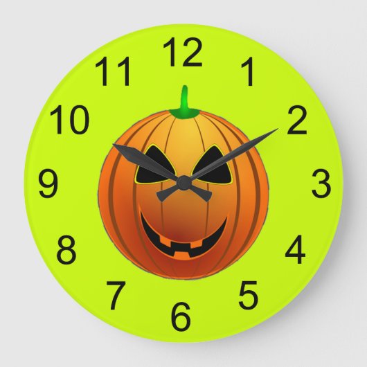 Cute Pumpkin Smile Halloween Wall Clock Grote Klok (Voorkant)