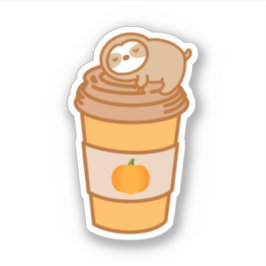 Cute Pumpkin Spice Latte Cup Sloth Sticker