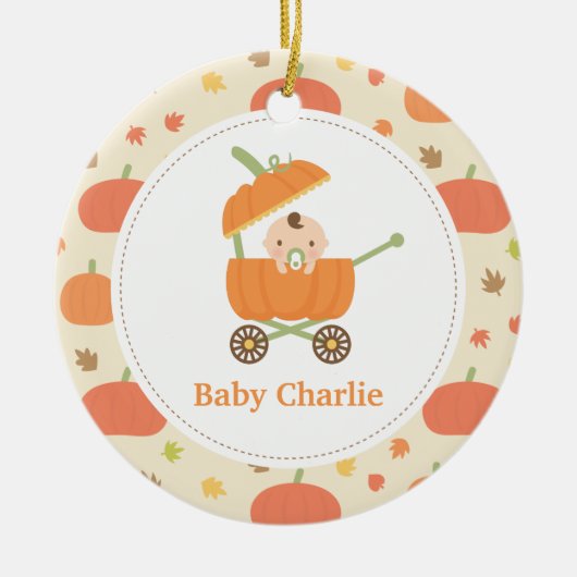 Cute Pumpkin Stroller Baby Nursery Ornament (Voorkant)