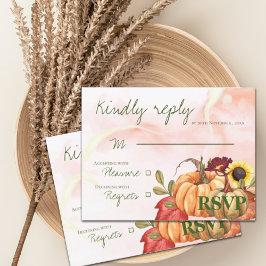 Cute Pumpkin Sunflower Autumn Fall Wedding RSVP Briefkaart