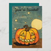 Cute Pumpkin tegen moonuitvindingen Kaart (Voorkant / Achterkant)