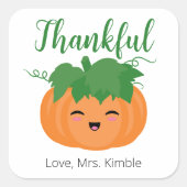 Cute Pumpkin Thanksgiving Gift Sticker & Labels (Voorkant)