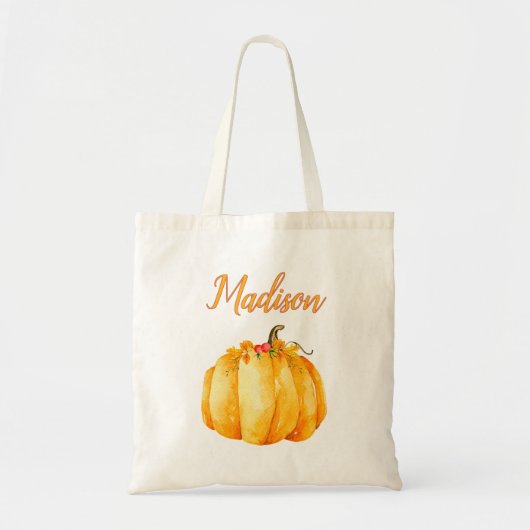 Cute Pumpkin Trick or treat Bag met naam Tote Bag (Voorkant)
