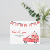 Cute Pumpkin Truck Pink Pumpkins Baby shower Briefkaart (Staand voorkant)