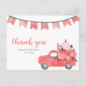 Cute Pumpkin Truck Pink Pumpkins Baby shower Briefkaart (Voorkant)