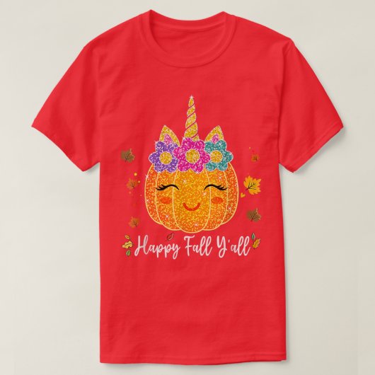 Cute Pumpkin Unicorn Halloween Thanksgiving  T-shirt (Design voorkant)