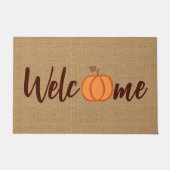 Cute Pumpkin Welcome Wordart on Faux Jute Textile Deurmat (Voorkant)