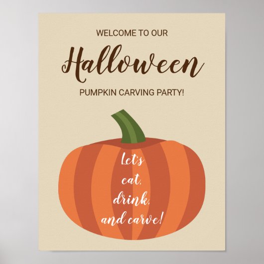 Cute Pumpkin Welkom bij Halloween Carving Party Poster (Voorkant)