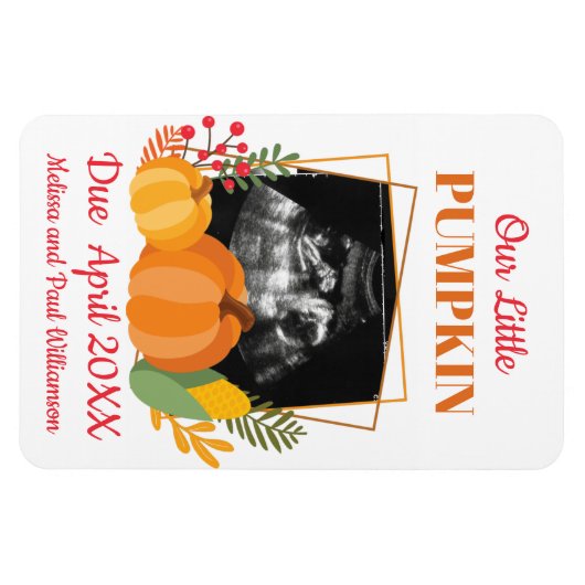 Cute Pumpkin Zwangerschap Aankondiging Baby Scan Magneet (Horizontaal)