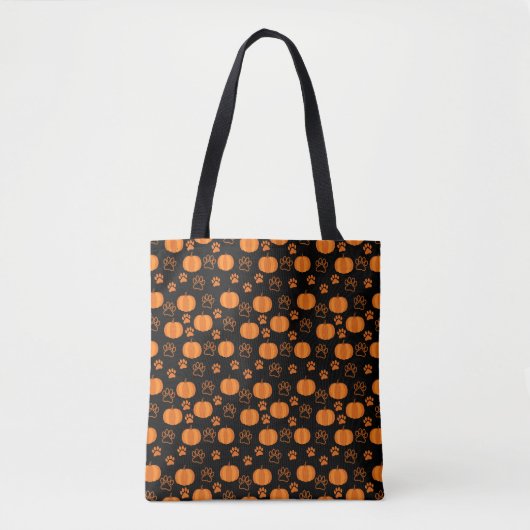 Cute Pumpkins and Paws Halloween Tote Bag (Voorkant)