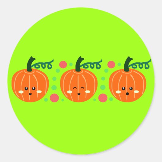 Cute Pumpkins Ronde Sticker (Voorkant)