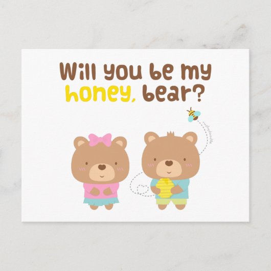 Cute Pun Love Confession be My Honey Beer Briefkaart (Voorkant)