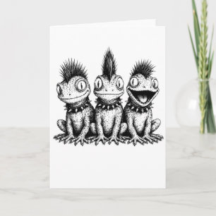 Cute Punk Kikker Shirt Stekelige Kikker Trio T-shi Kaart