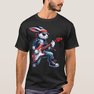 Cute Punk Rabbit Rock'N Roll Goth Guitar Kids Rock T-shirt