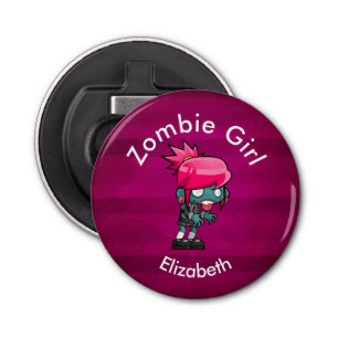 Cute Punk Rock Zombie Girl Creepy Cute Button Flesopener