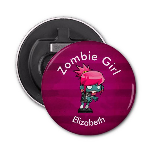 Cute Punk Rock Zombie Girl Creepy Cute Button Flesopener (Voorkant)