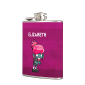 Cute Punk Rock Zombie Girl geïllustreerd Heupfles (Links)