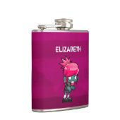 Cute Punk Rock Zombie Girl geïllustreerd Heupfles (Rechts)