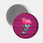 Cute Punk Rock Zombie Girl Illustratie Magneet (Voorkant / Achterkant)