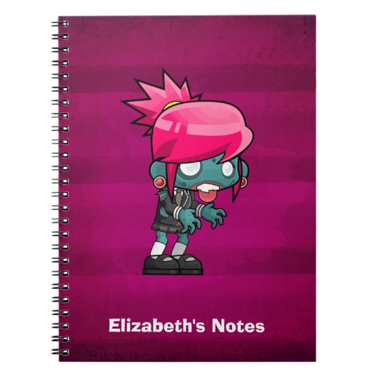 Cute Punk Rock Zombie Girl Illustratie Notitieboek (Voorkant)