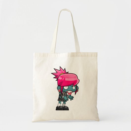 Cute Punk Rock Zombie Girl Illustratie Tote Bag (Voorkant)