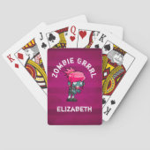 Cute Punk Rock Zombie Grrl Personalized Pokerkaarten (Achterkant)