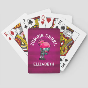 Cute Punk Rock Zombie Grrl Personalized Pokerkaarten