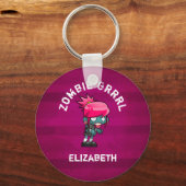 Cute Punk Rock Zombie Grrl Personalized Sleutelhanger (Voorkant)