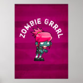 Cute Punk Rock Zombie Grrl Poster (Voorkant)