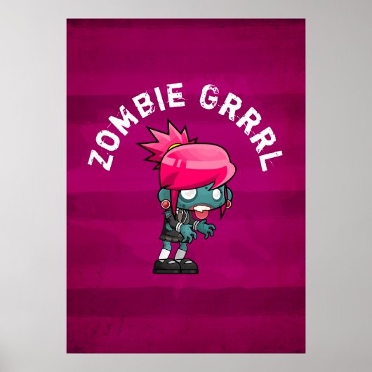 Cute Punk Rock Zombie Grrl Poster (Voorkant)