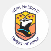 Cute punny "Badger of honor" sticker (Voorkant)