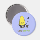 Cute Punny Cartoon Corn Conductor Magneet (Voorkant / Achterkant)
