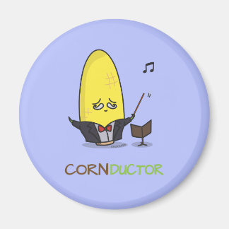 Cute Punny Cartoon Corn Conductor Magneet