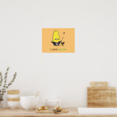Cute Punny Cartoon Corn Conductor Poster (Keuken)
