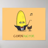 Cute Punny Cartoon Corn Conductor Poster (Voorkant)
