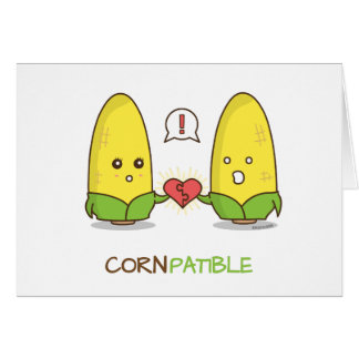 Cute Punny Compatible Corn Couple Cft Card