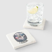 Cute Punny Ghost Ice Cream Halloween Coaster Stenen Onderzetter (Zijkant)