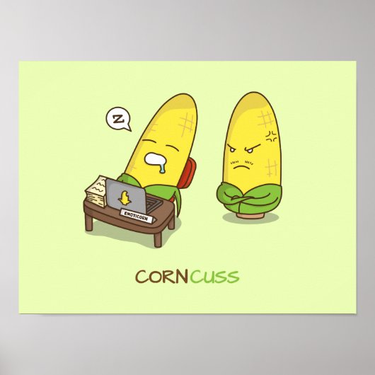 Cute Punny NSFW Cartoon Corn Concuss Poster (Voorkant)